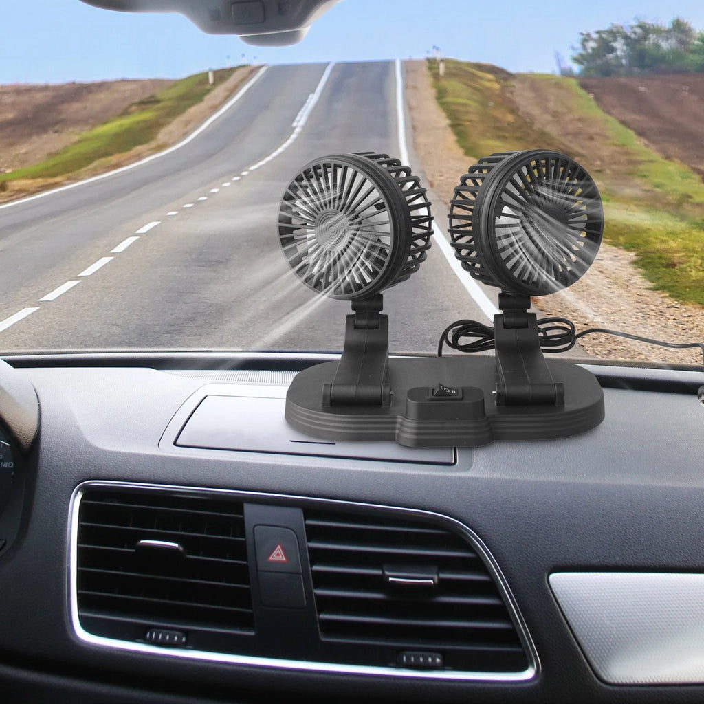 Dual Head Car Fan for Quick Cooling in Vehicles (Adjustable Angles)