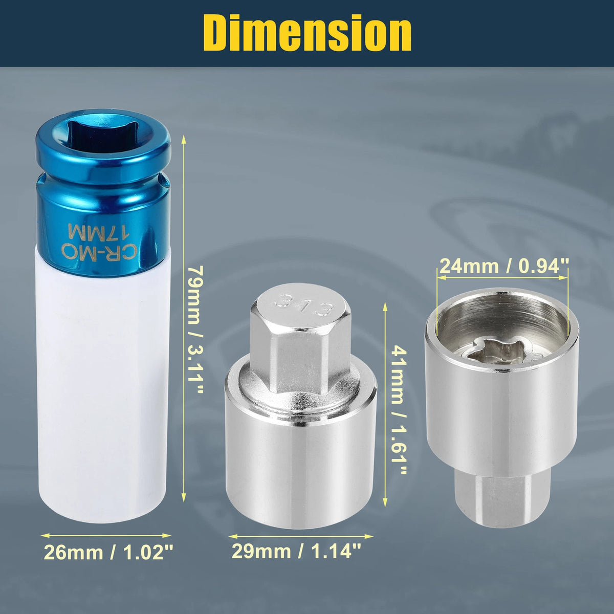 Set of 4 Wheel Lock Lug Nuts with Protector Socket for Mercedes Benz