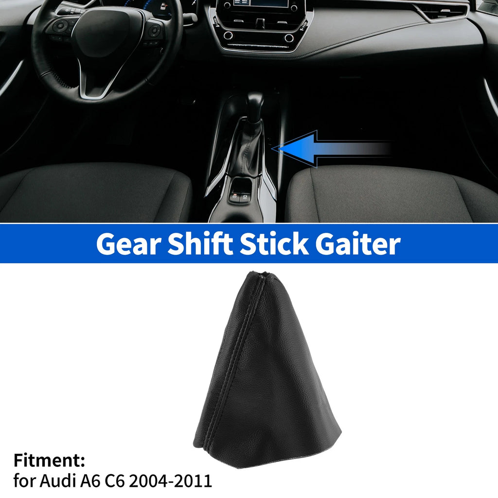 Gear Shift Stick Gaiter for Audi A6 C6 (2004–2011) Black Leather