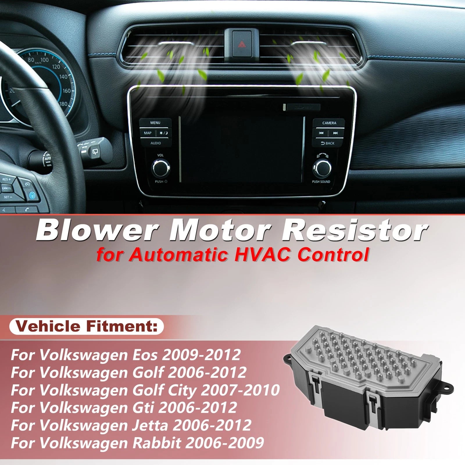 Blower Motor Resistor for Volkswagen Eos (2009–2012) 3C0907521G/3C0907521D