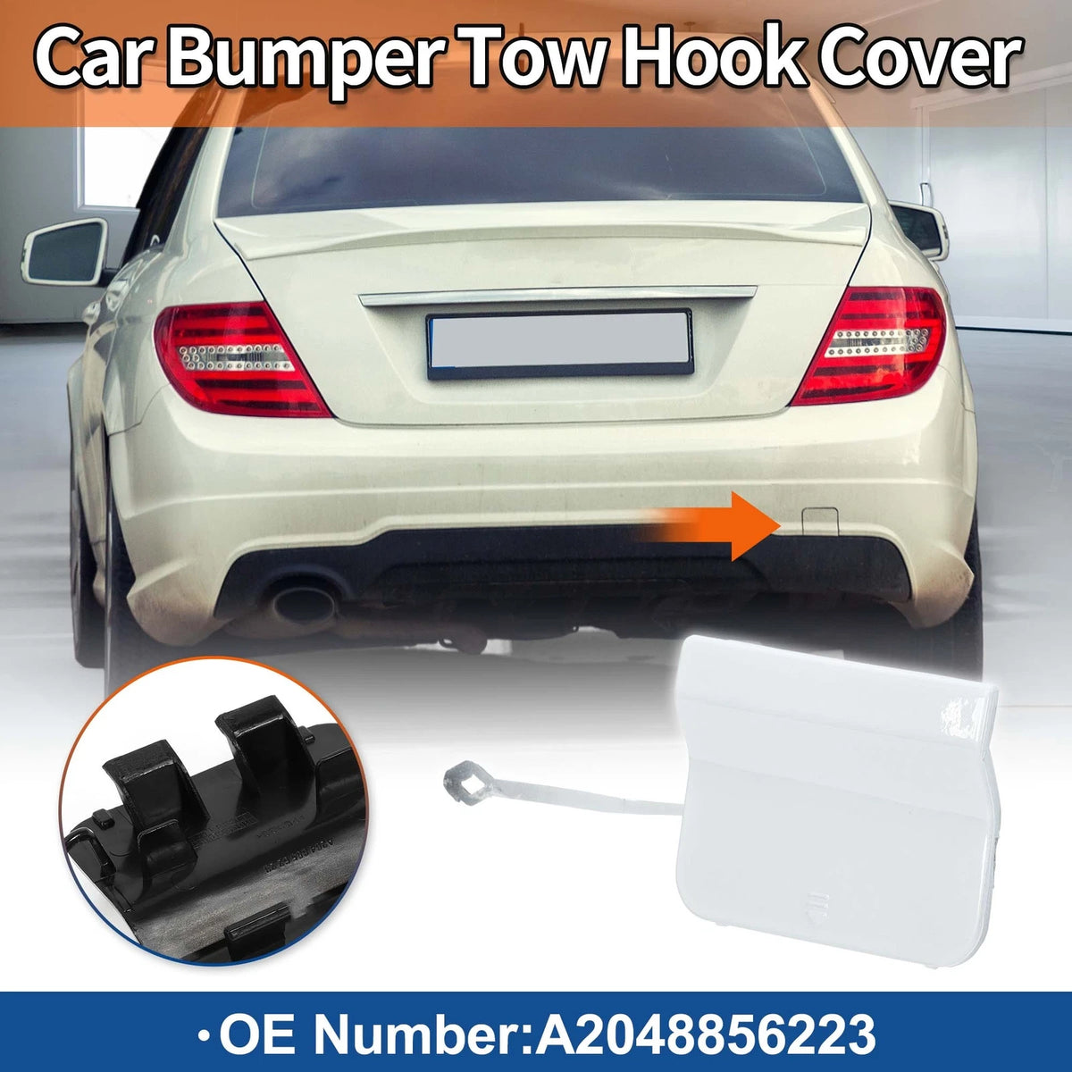 Tow Hook Cover for Mercedes-Benz C-Class W204 (2012–2015) White