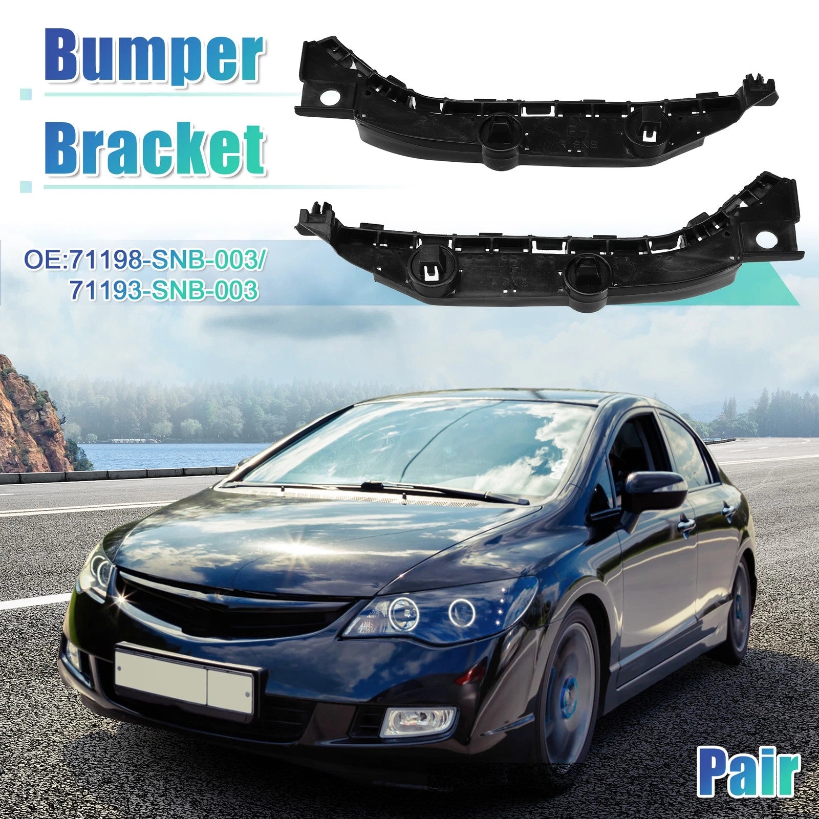 Front Left Right Bumper Brackets Replacement for Honda Civic (2005–2011)