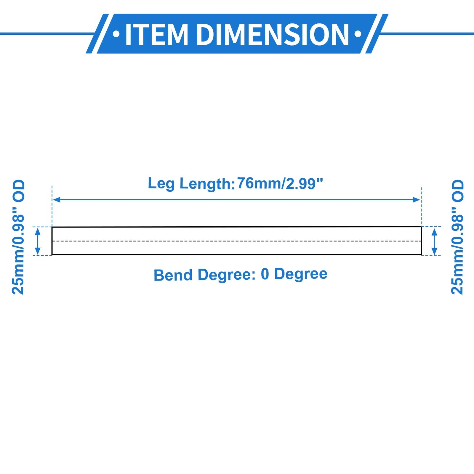 Intercooler Pipe 0.98" OD 3" L 0° for Universal Applications (Polished)
