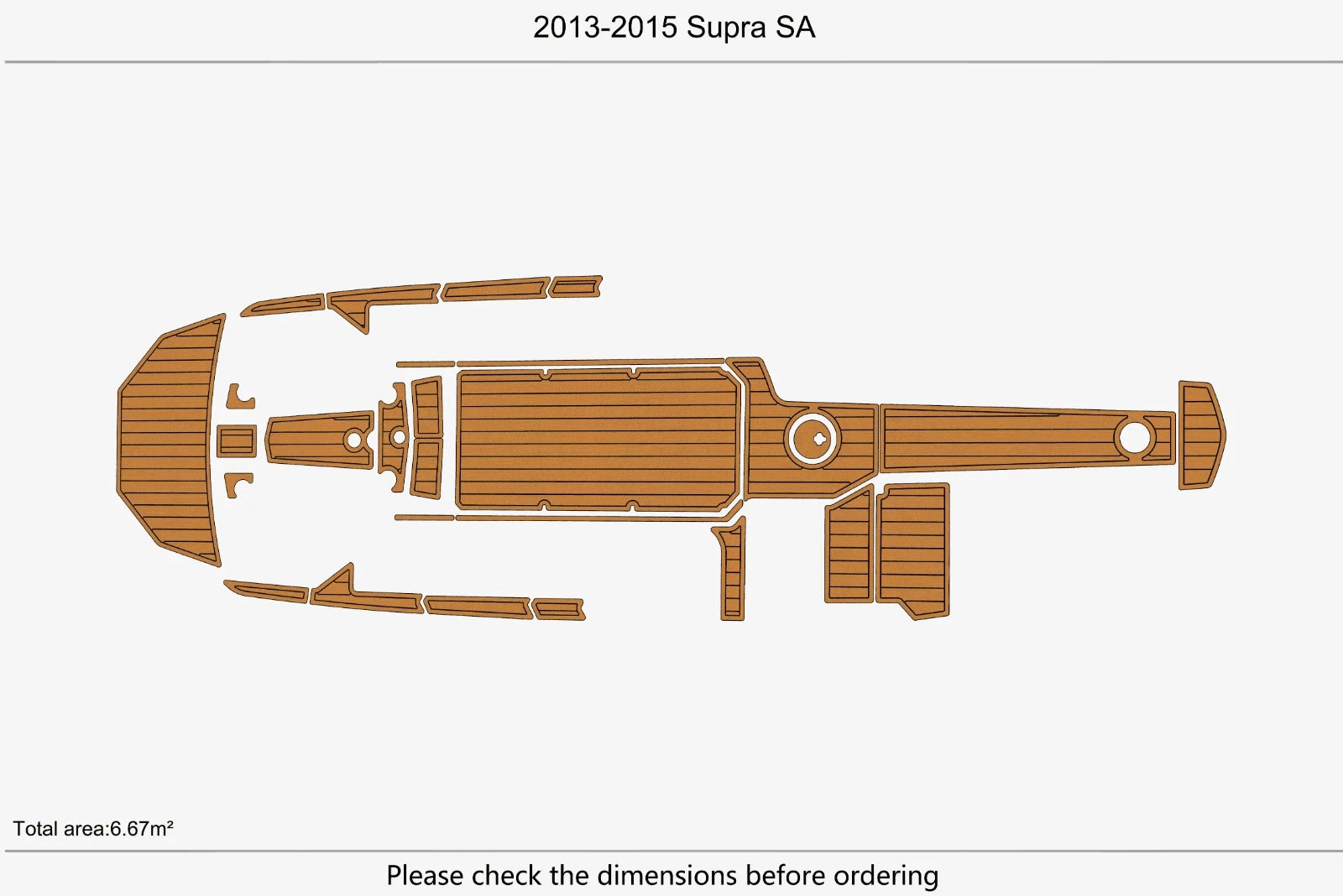 EVA Pads for 2016 Supra SE Cockpit Swim Platform (Teak Faux Flooring Mat)