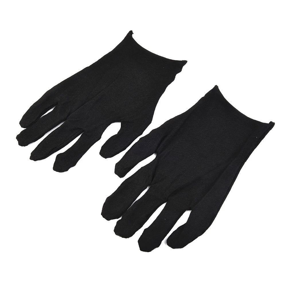 12 Pairs Black Cotton Gloves for Sensitive Cleaning (No Specific Years)