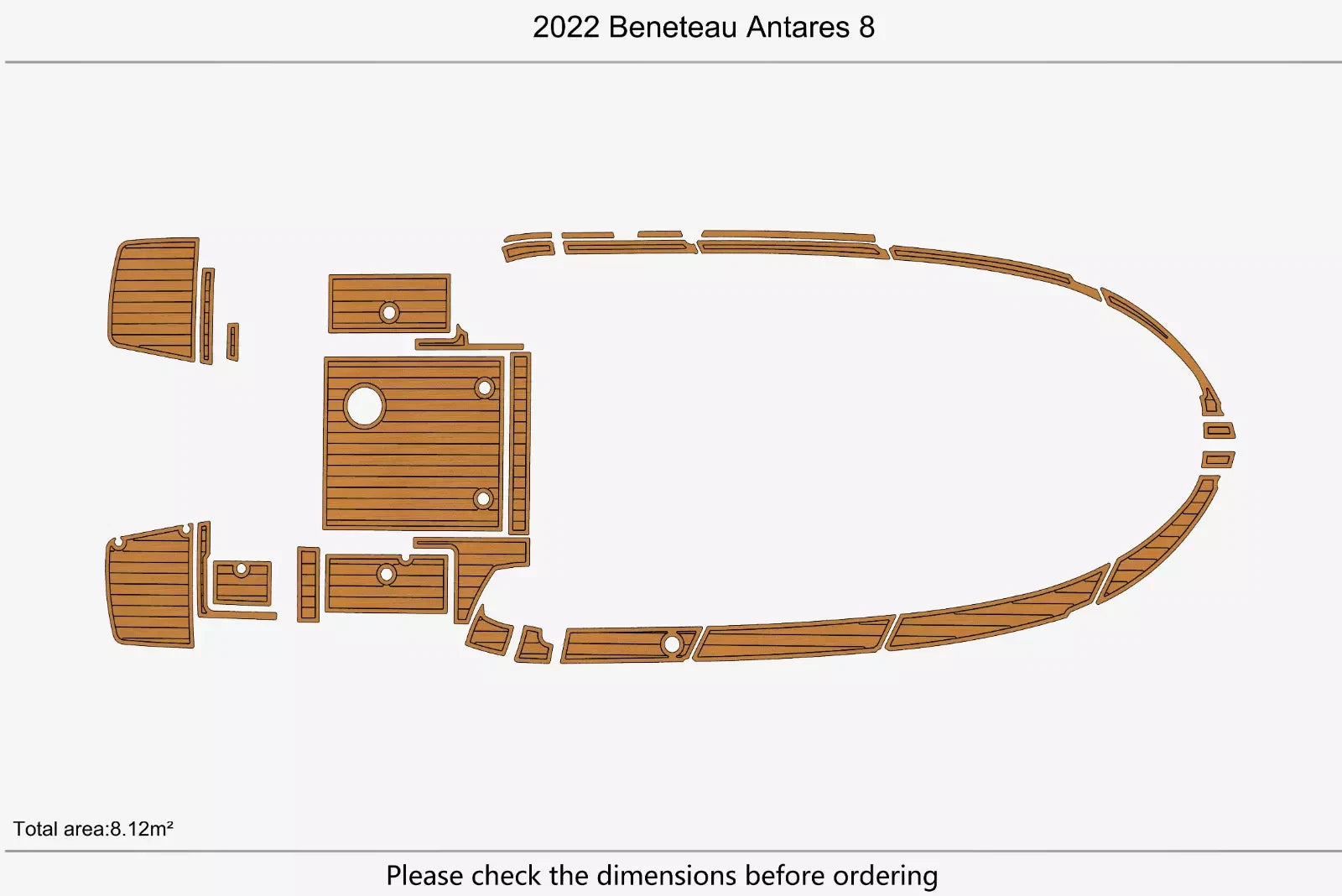 EVA Foam Teak Deck Floor Mat for Beneteau Antares 8 (2022)