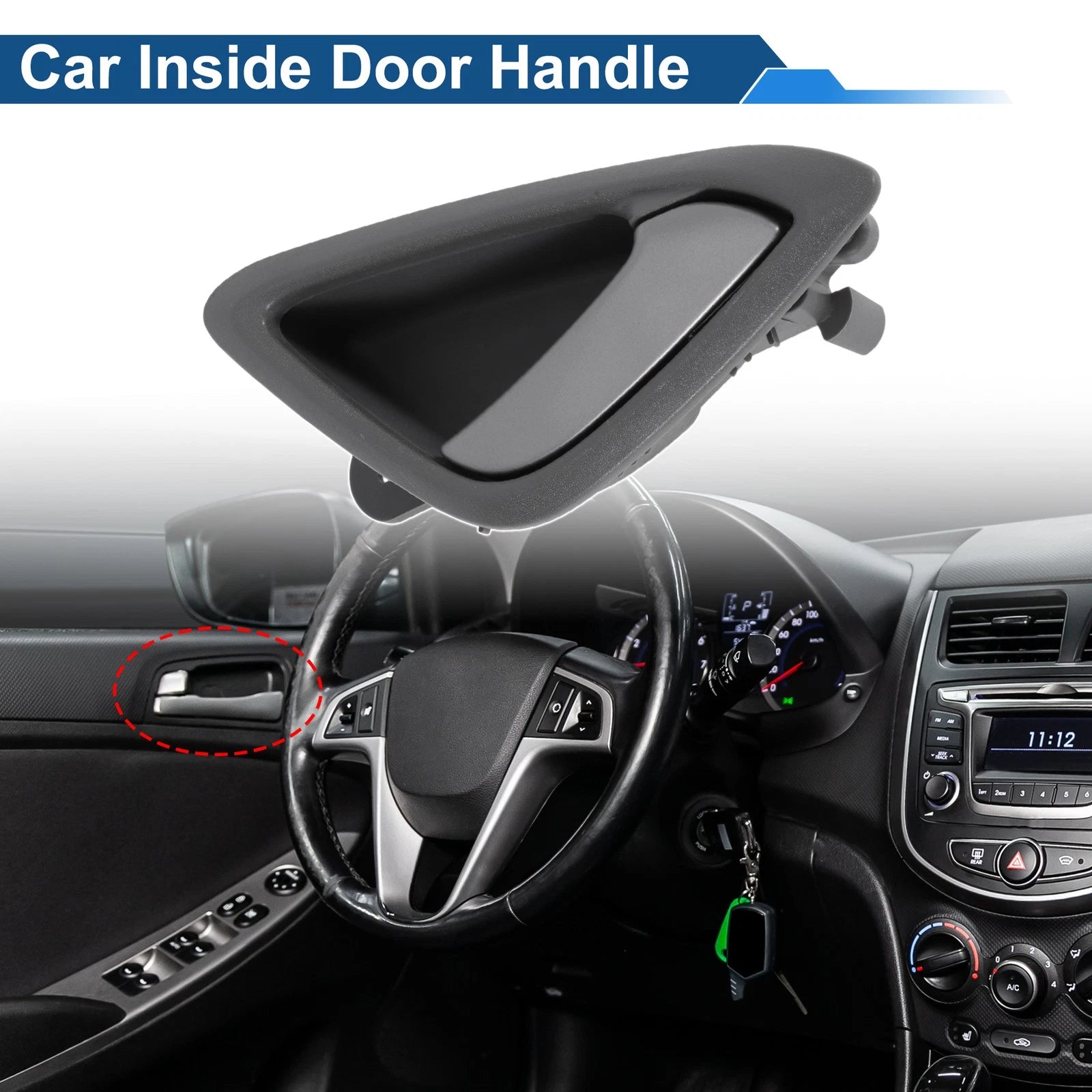 Front Driver Side Interior Door Handle Replacement for Chevrolet Sail (2010–2014) Gray Chrome