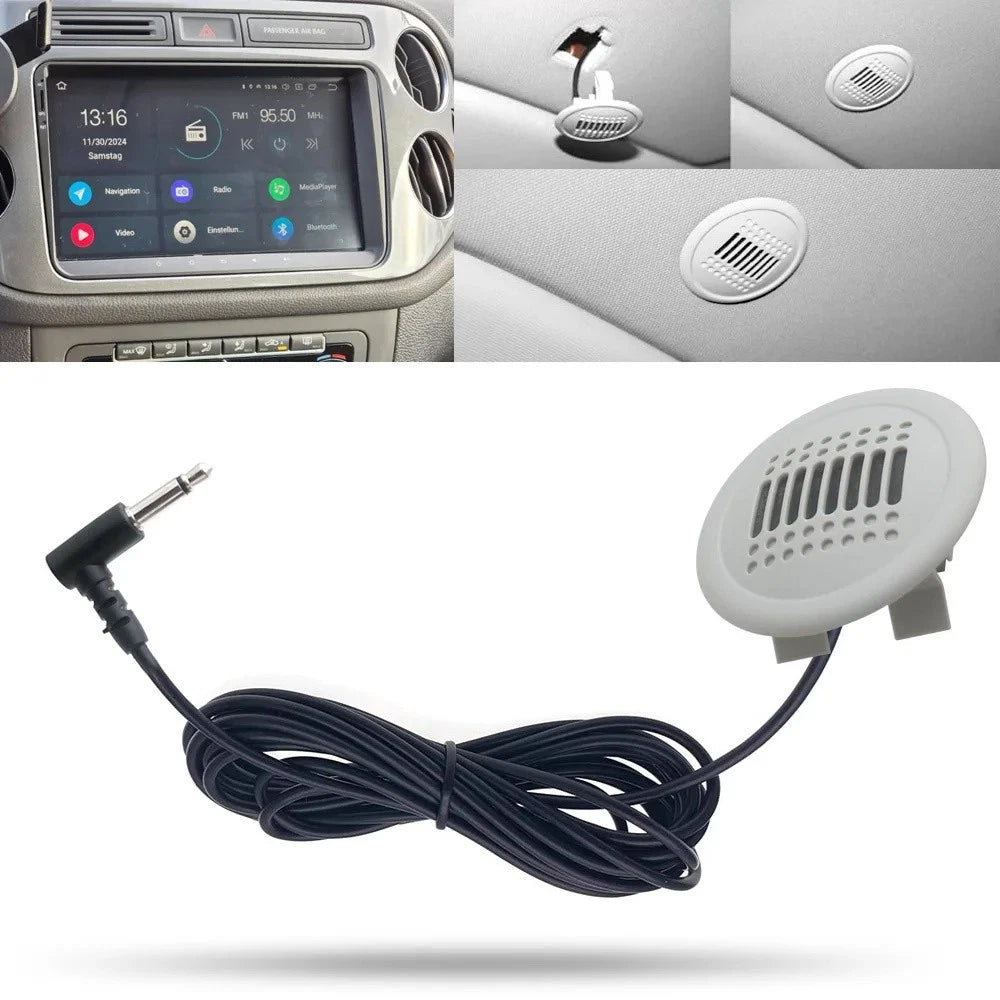 Car Interior Roof Dome Microphone 3.5mm Jack Stereo Wired External Mini Mic Grey