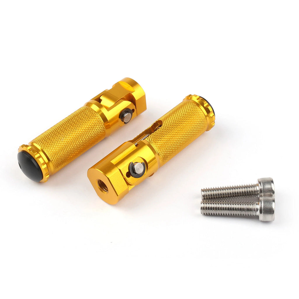 CNC Folding Foot Pegs Rear Set for Universal Motorcycle (Gold)