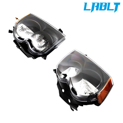 Set of 2 Halogen Headlights Black for Jeep Grand Cherokee (2005–2007)