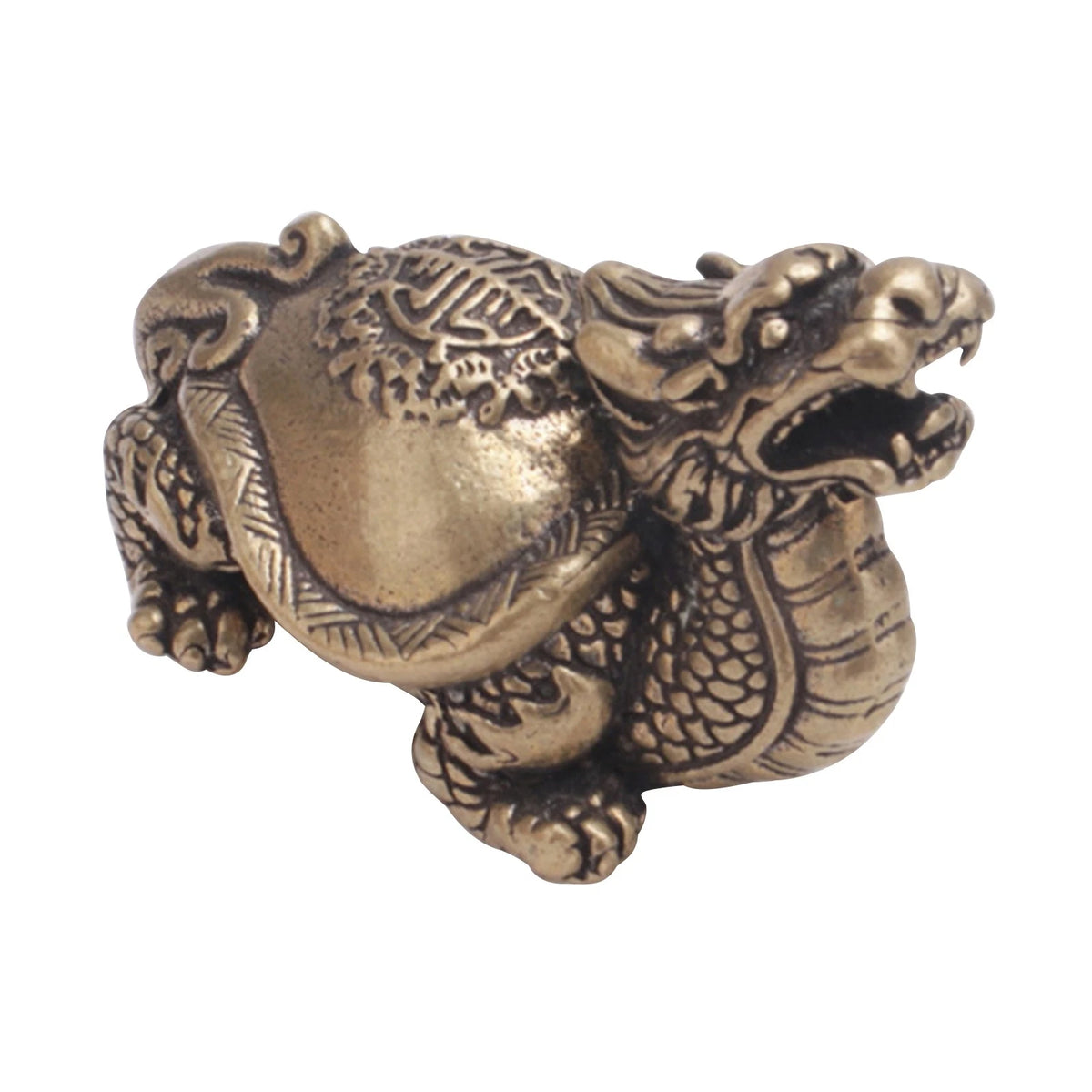 Fengshui Dragon Turtle Statue Ornament for Home Decor (Copper Brass)