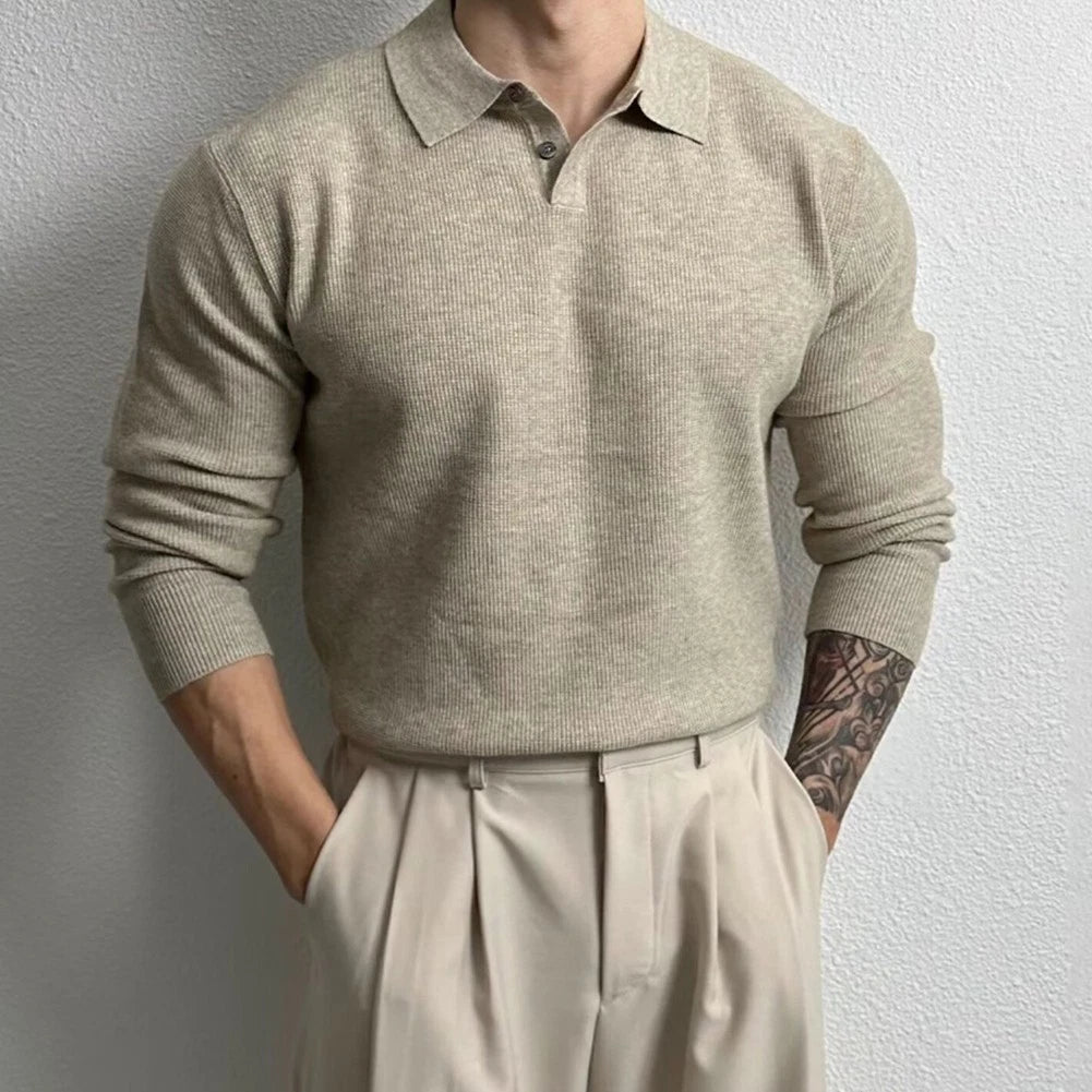 Set of 4 Solid Color Knitted Pullover Sweaters for Polo