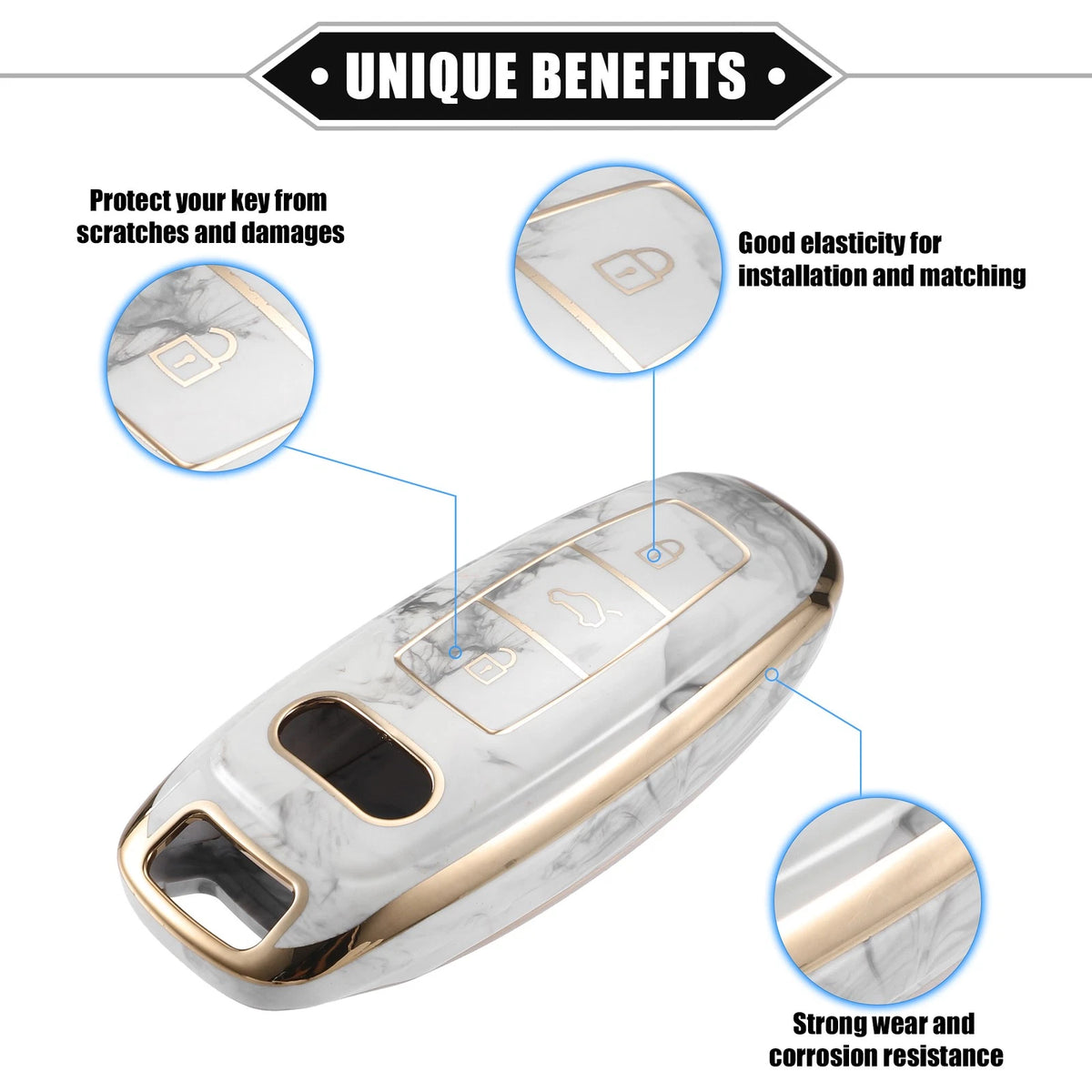 Smart Key Fob Case TPU Cover for Audi Q7 Q8 (2020–2021)