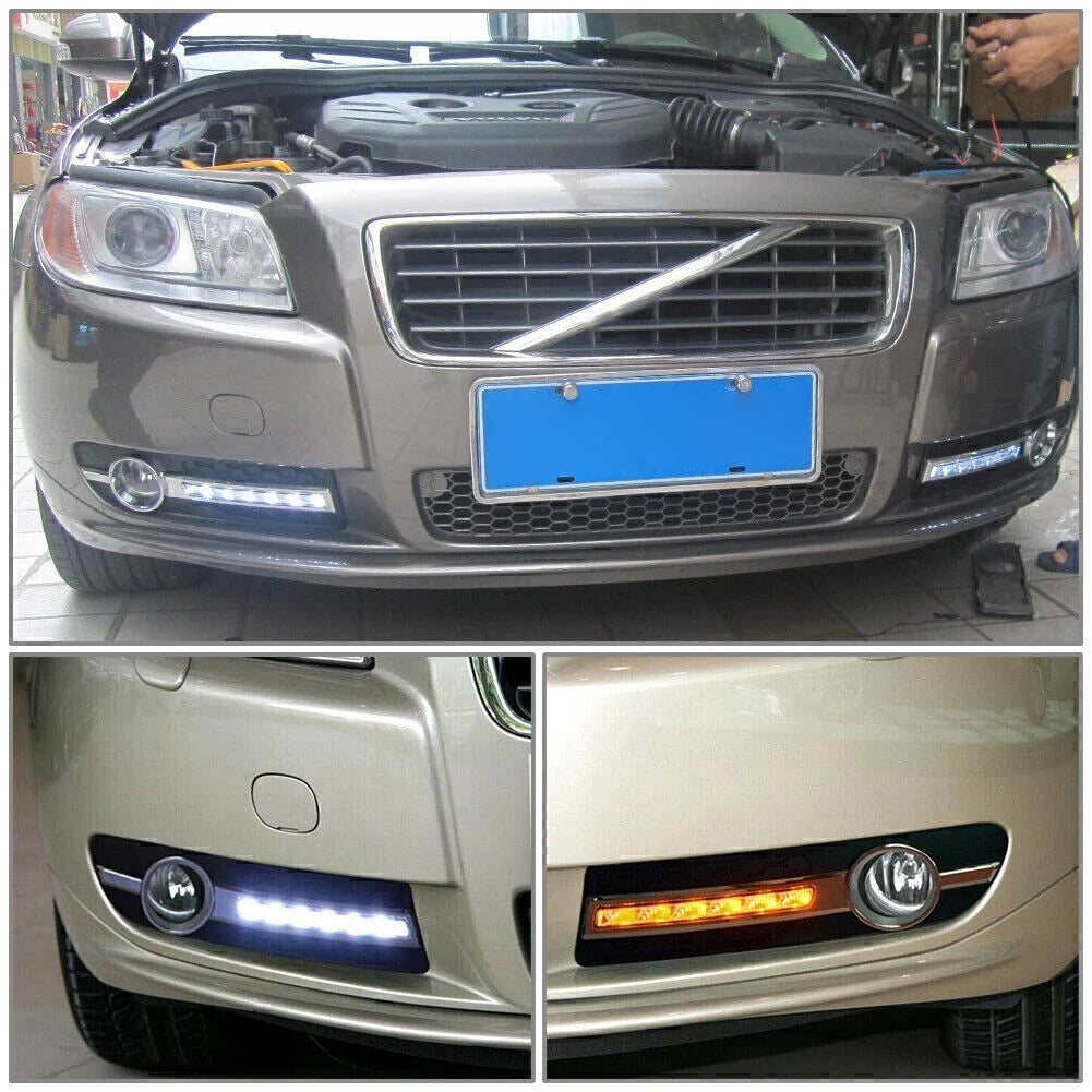 2X LED DRL Front Daytime Running Lights for Volvo S80 S80L (2007–2013)