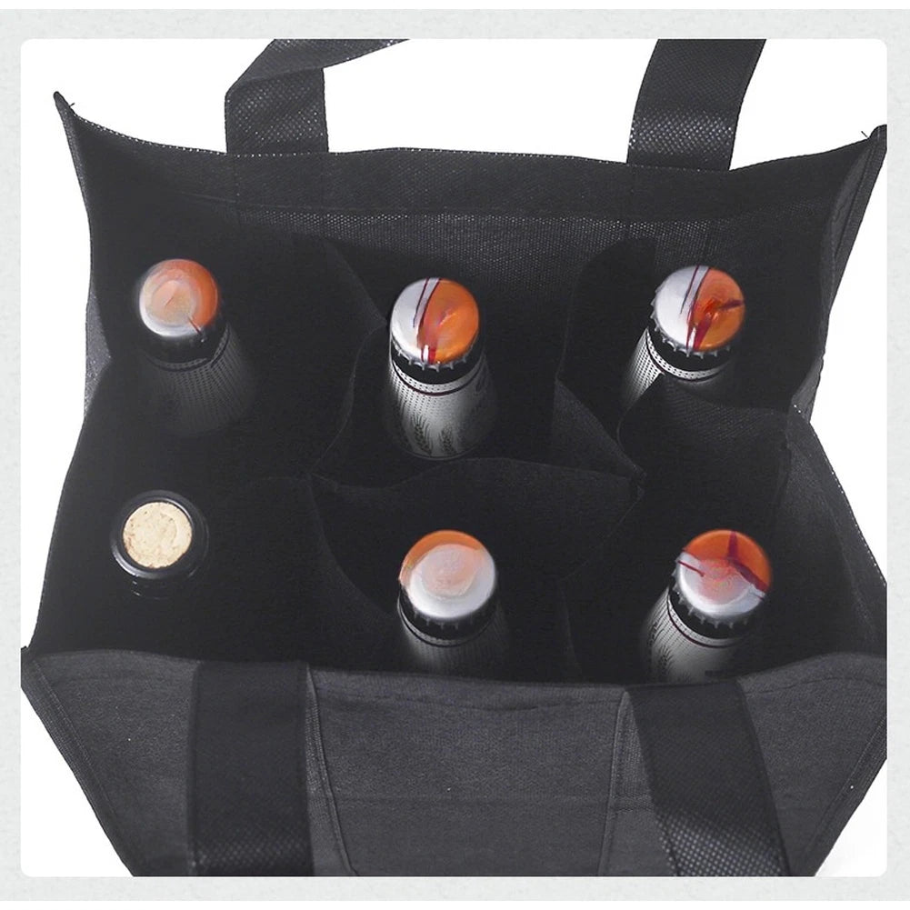 Black Wine Carrier Bag for 1-9 Bottles (18x18x31cm)