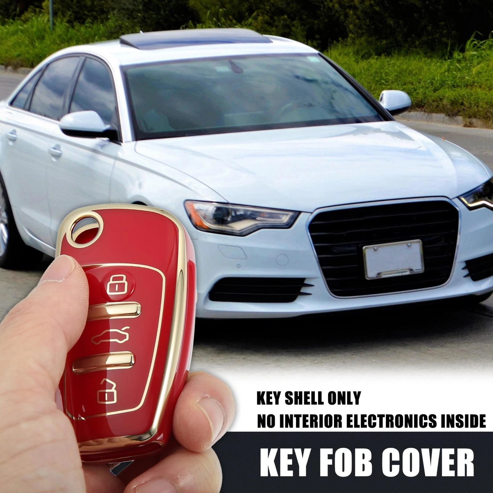 Car Key Fob Cover TPU 3 Button Case for Audi Q3 (2015–2020)