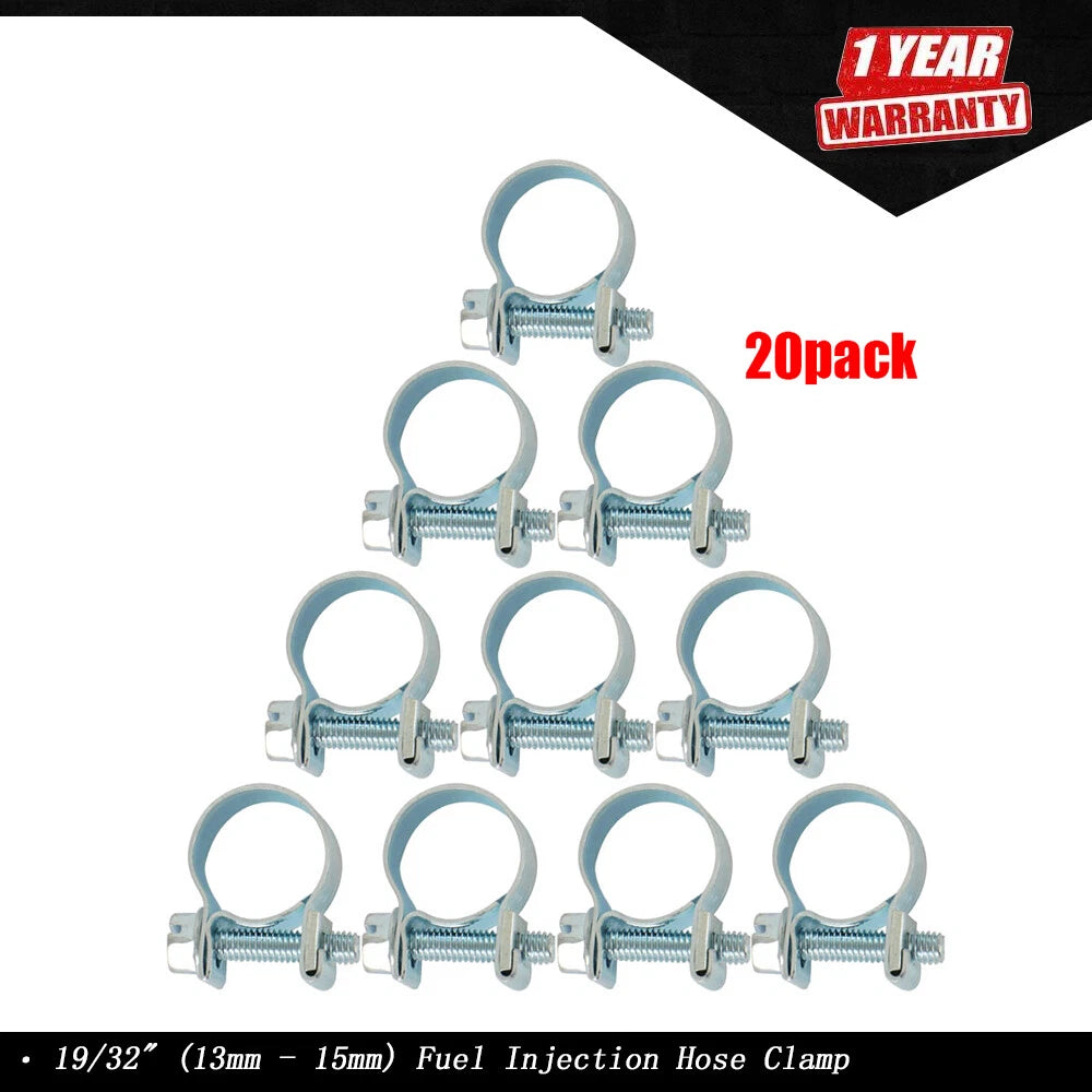 20 Pcs Fuel Injection Hose Clamp for (13mm - 15mm)
