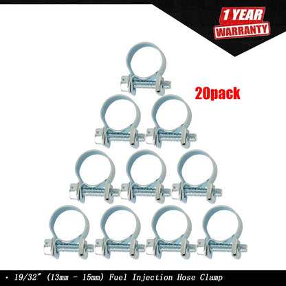 20 Pcs Fuel Injection Hose Clamp for (13mm - 15mm)