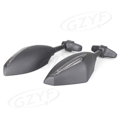 2X Rearview Mirrors with Amber Light for Kawasaki Yamaha Motor Universal