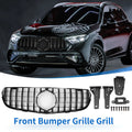 Front Upper Bumper Grille Grill Replacement for Mercedes-Benz GLC250 (2017–2018) Gloss Black