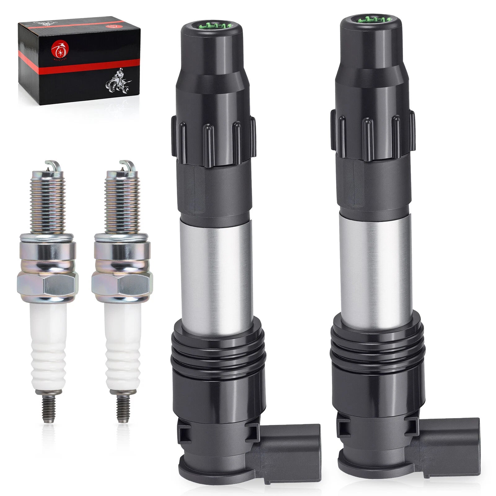 2Pcs Ignition Coils & Iridium Spark Plugs for Kawasaki Ninja 300 (2013–2017)