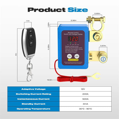 12V 240A Car Battery Disconnect Switch Automatic Cut Off Wireless Remote Control