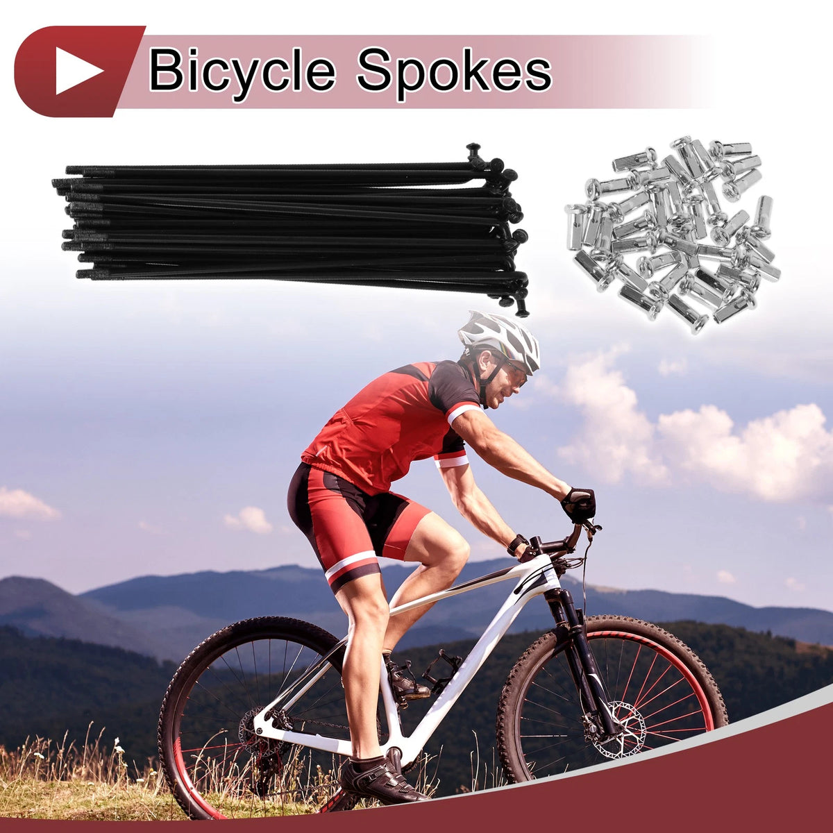 Bicycle Wheel Spokes Set 131mm Steel Black for 12G Bike (2005–2015)