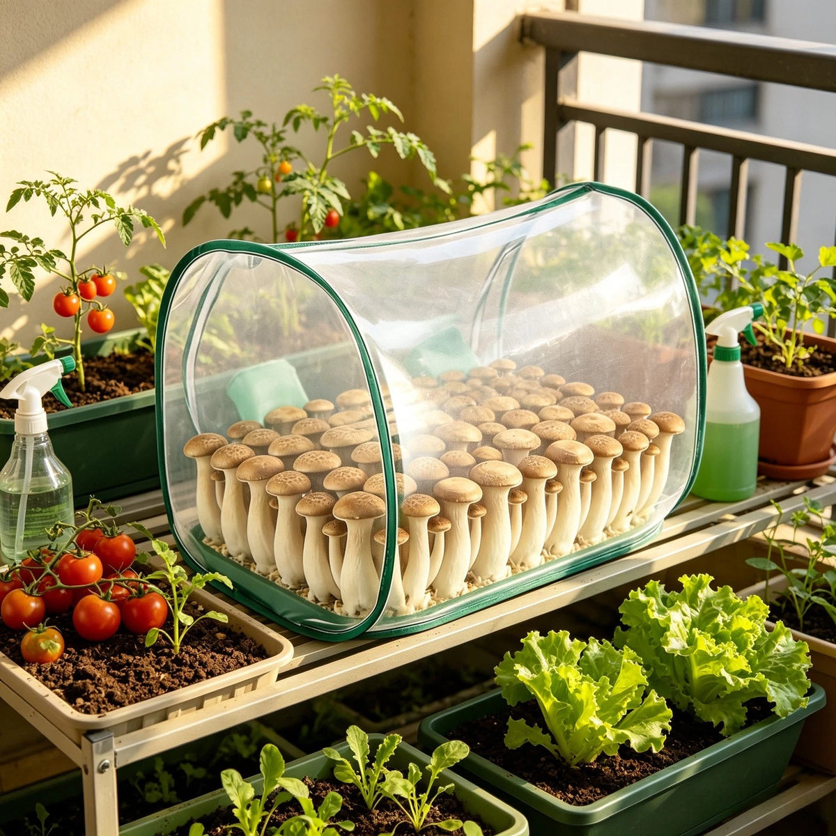 Quick Setup Portable Mushroom Tent - Lightweight Sturdy Polyester Mesh