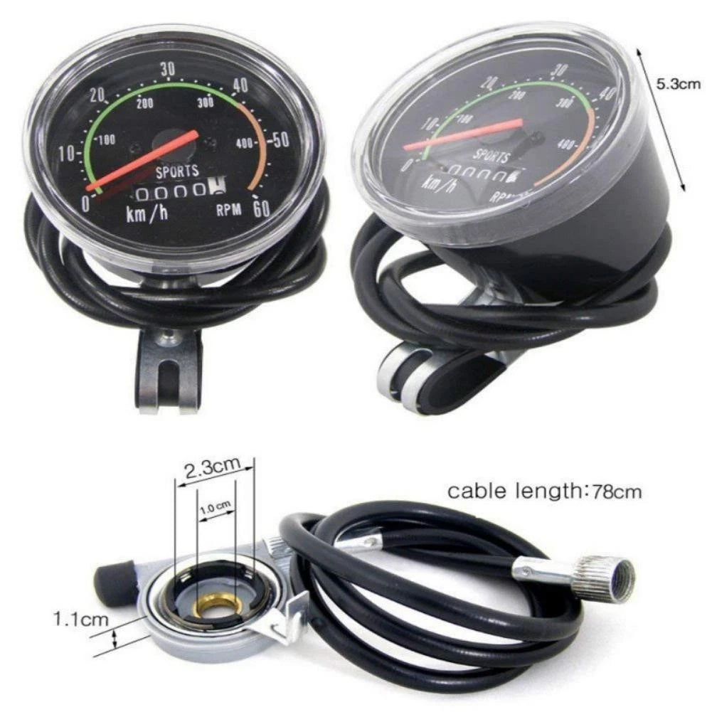 Mechanical Speedometer for Bike (Retro Alloy, 78cm Cable)