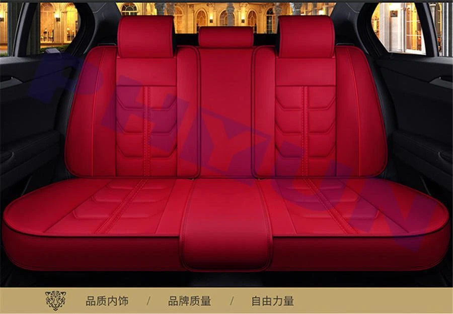 Car Seat Cover Set for Universal 5 Seats (PU Leather, Red)