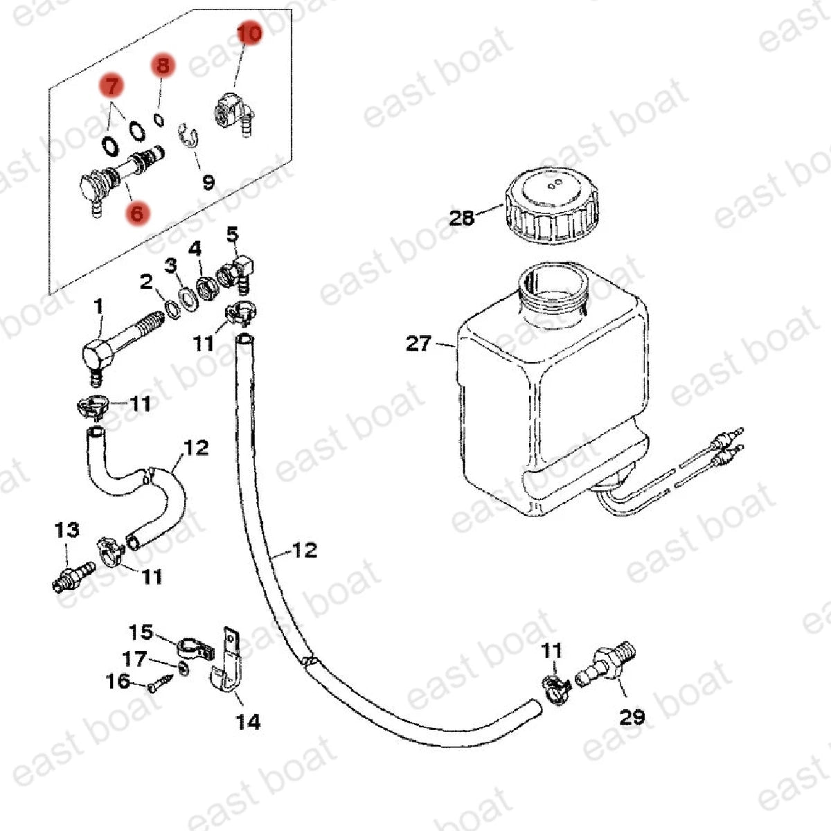 Fitting 861150T02 & Connecter 861163 for Mercruiser BRAVO ONE TWO THREE