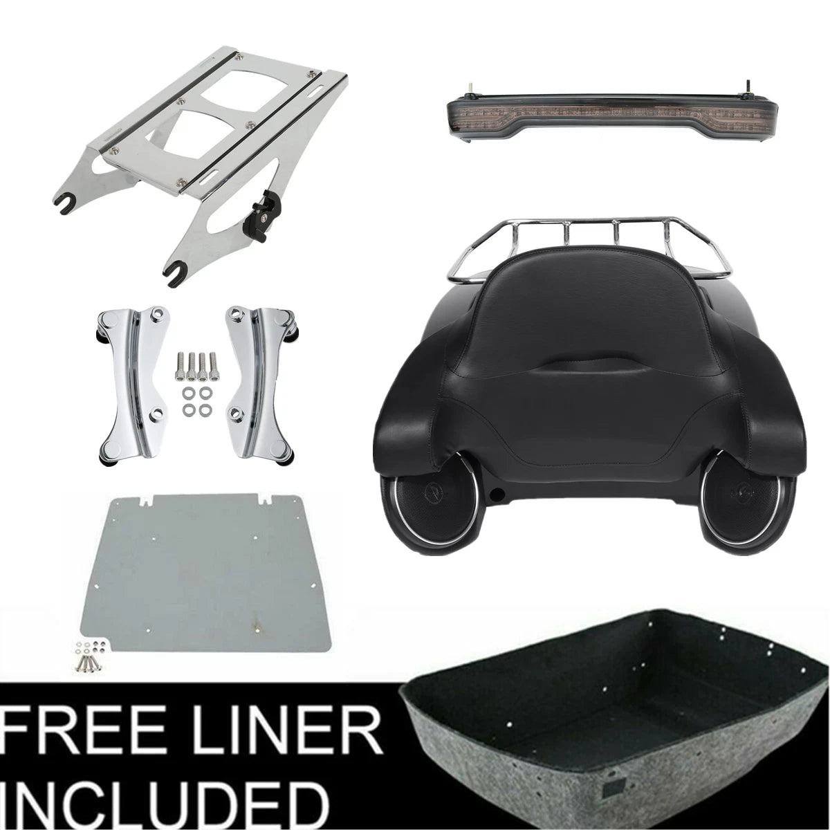 Trunk Backrest Rack Speakers for Harley Touring Road Glide (2014–Present)