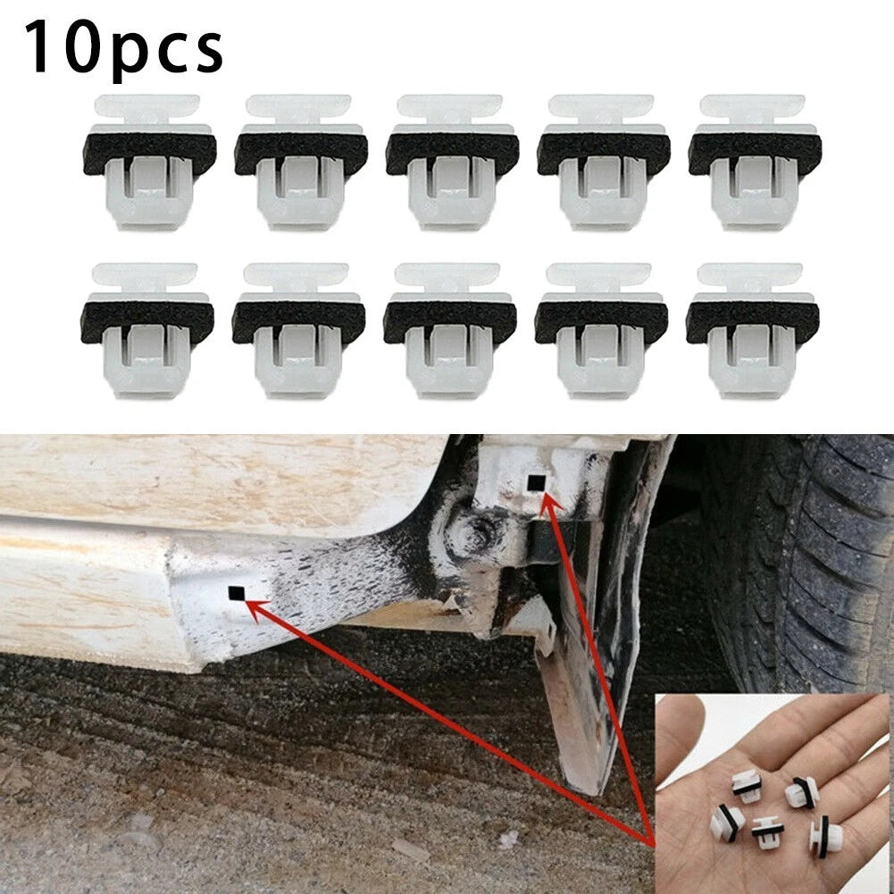10pcs Set of White & Black Clips for Plastic Side Sill