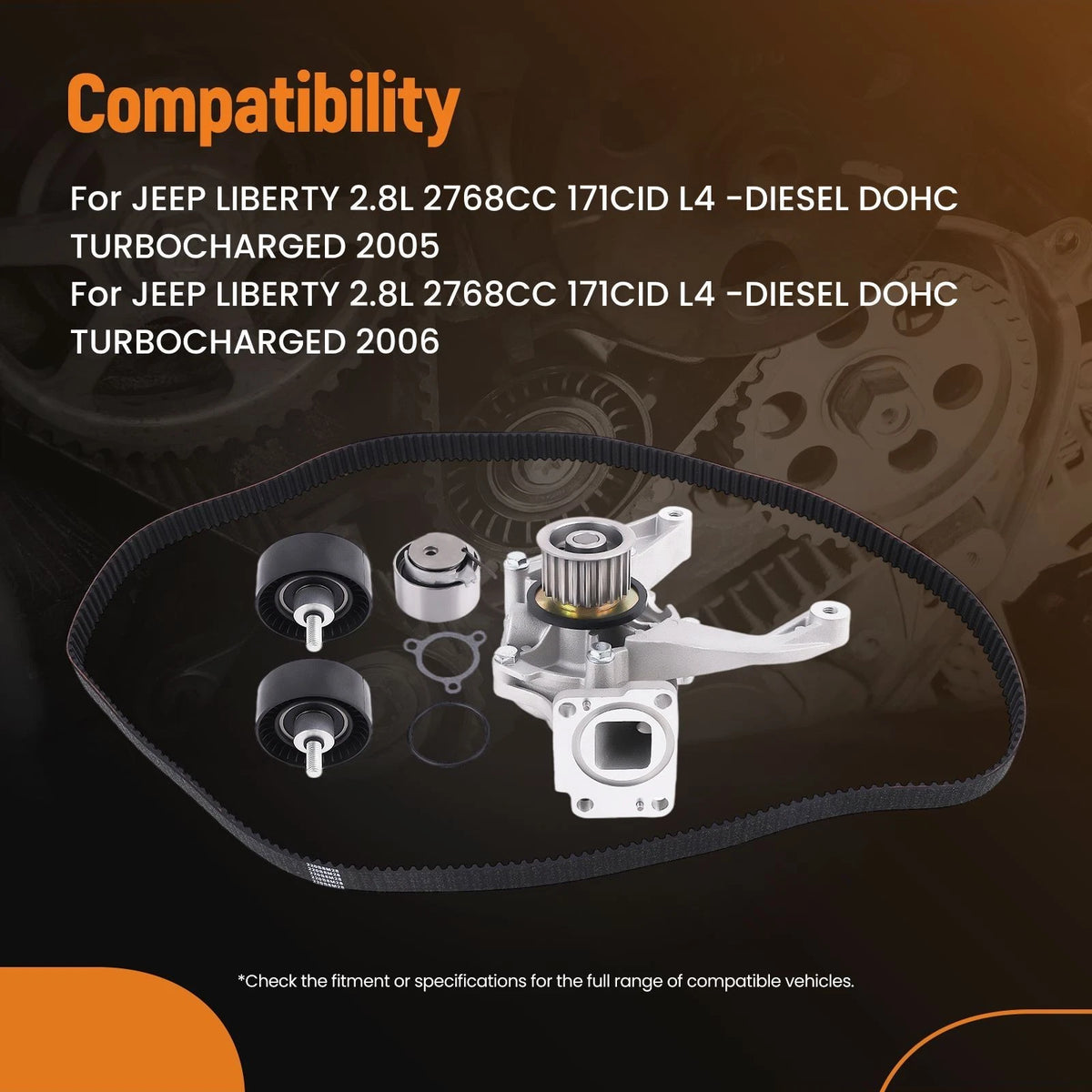 Timing Belt Component Kit for Jeep Liberty 2.8L Turbocharged (2005–2006) 5142798AA