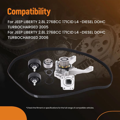 Timing Belt Component Kit for Jeep Liberty 2.8L Turbocharged (2005–2006) 5142798AA