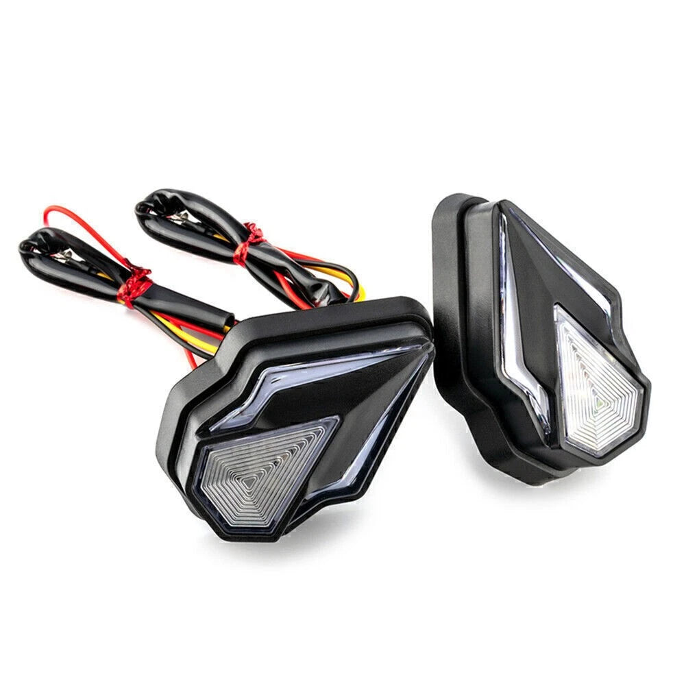 2X Flush Mount LED DRL Turn Signal Indicator Amber Red Light for Motorcycle