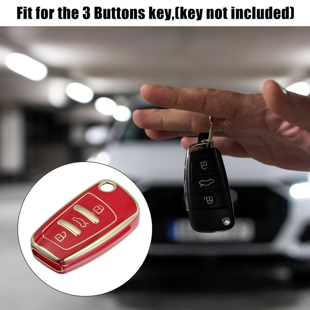 Car Key Fob Cover TPU 3 Button Case for Audi Q3 (2015–2020)