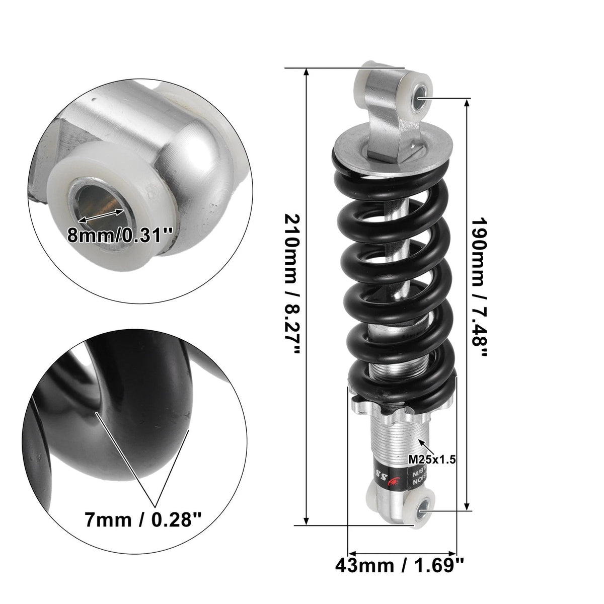 Rear Shock Absorber Spring 190mm Heavy Duty 1500lbs for Scooter ATV