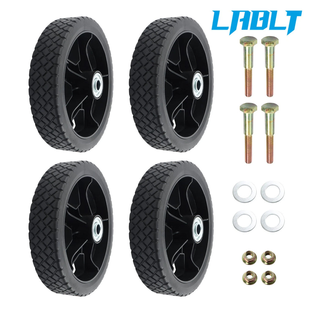 4X 7 Inch Solid Lawn Mower Wheels Kit for Cart Push Mower
