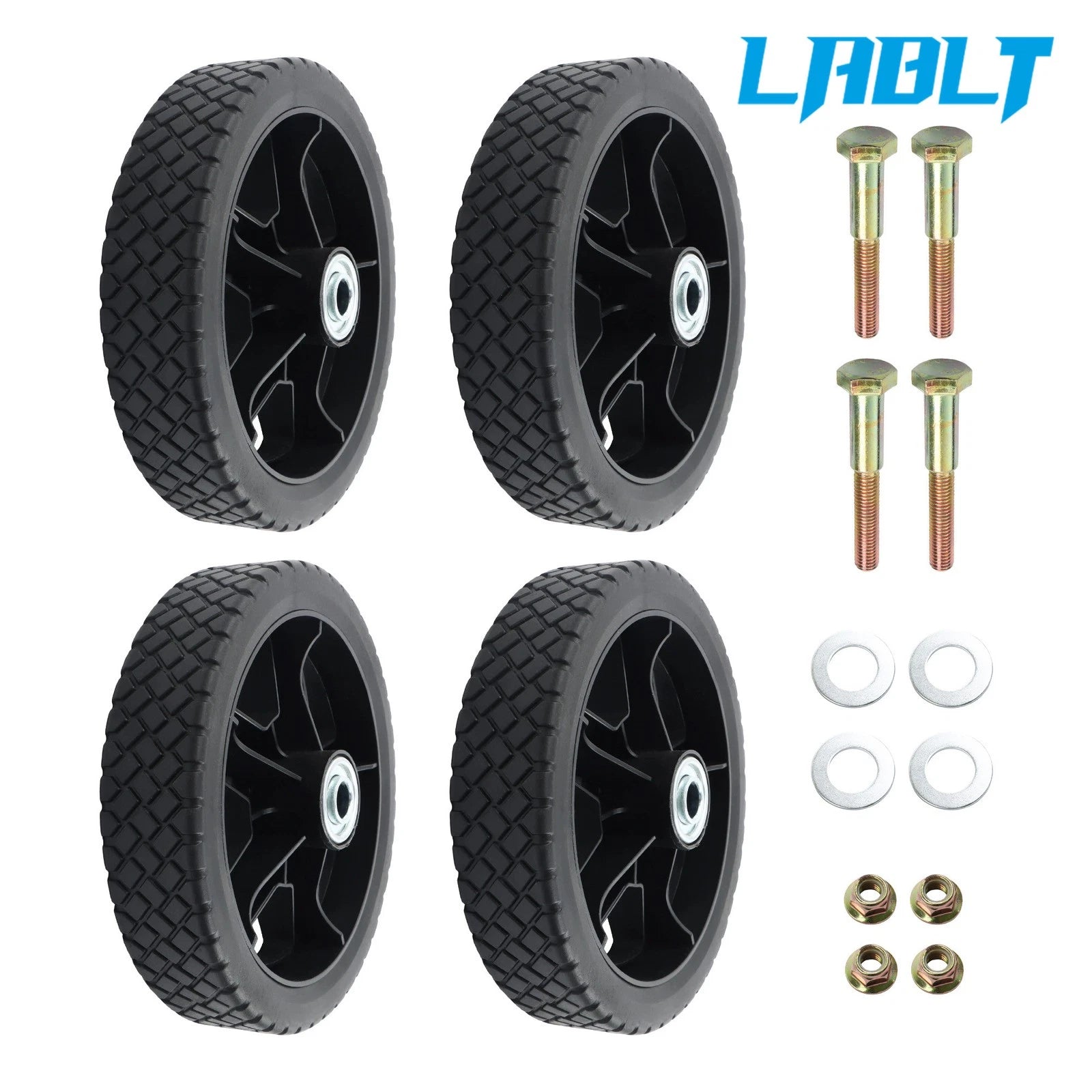 4X 7 Inch Solid Lawn Mower Wheels Kit for Cart Push Mower