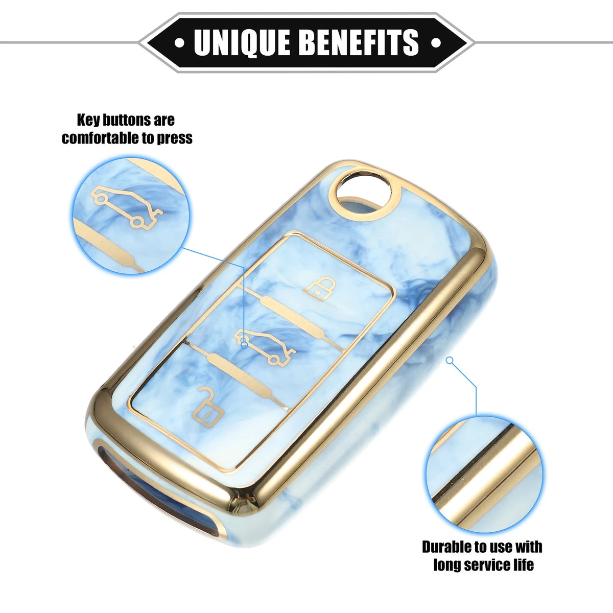 3 Button Remote Key Fob Cover Shell for Volkswagen Jetta Passat (2011–2019)