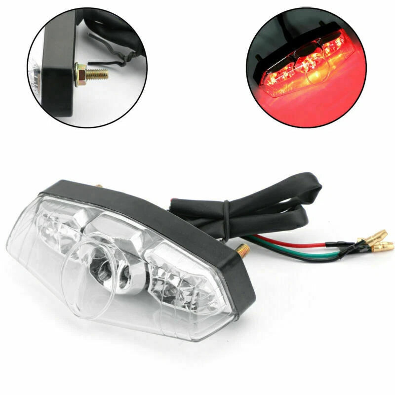 LED Clear Brake Stop Running Rear Tail Light Lamp for Universal Motorcycle T9