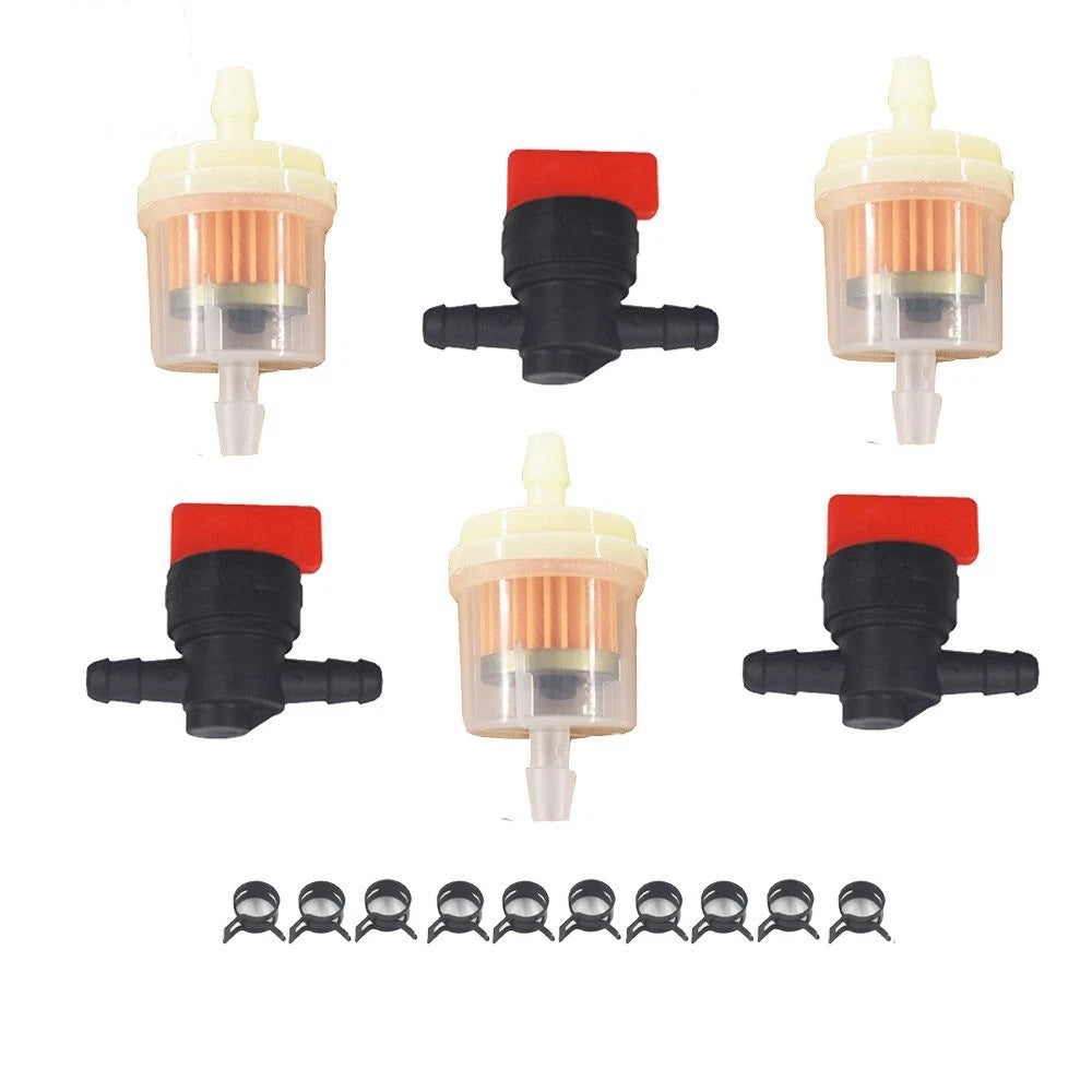 Set of 3 Inline Fuel Gas Filter Shut Off Valve Clamps 1/4"