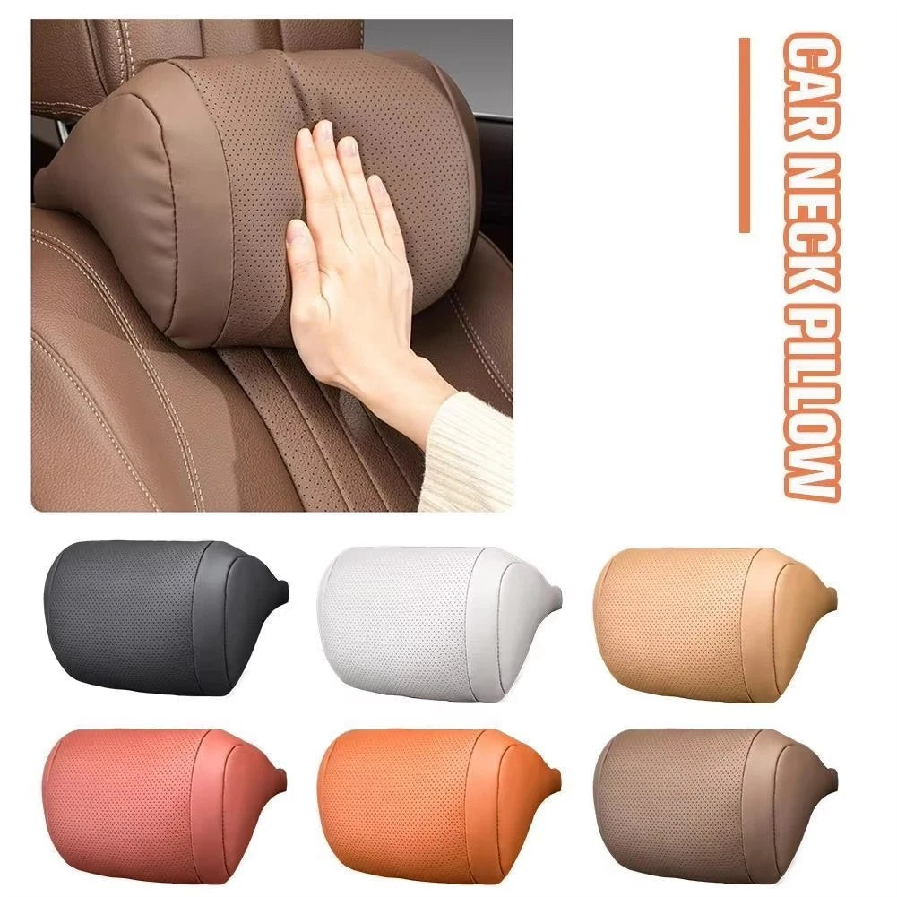 Soft Leather Car Neck Pillow for Year Round Use