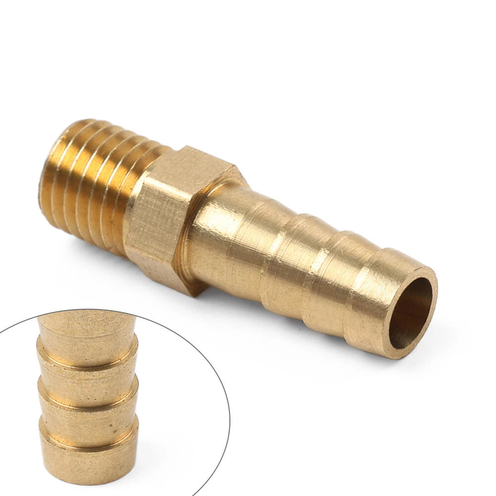 M10 Brass Male Thread Barb Hose Pipe Adapter Fitting (8mm, 5/16)