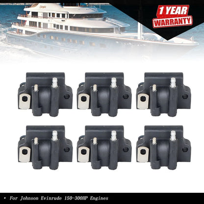 6X Ignition Coil for Johnson Evinrude 150-300HP (582508, 18-5179)
