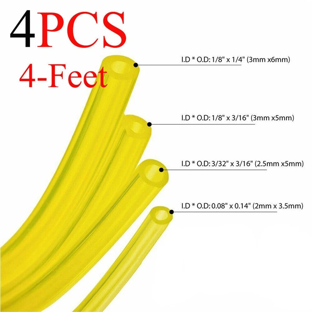 4 Sizes Air Fuel Line Hose Yellow 16Ft Tube for 2 Cycle Small Engine