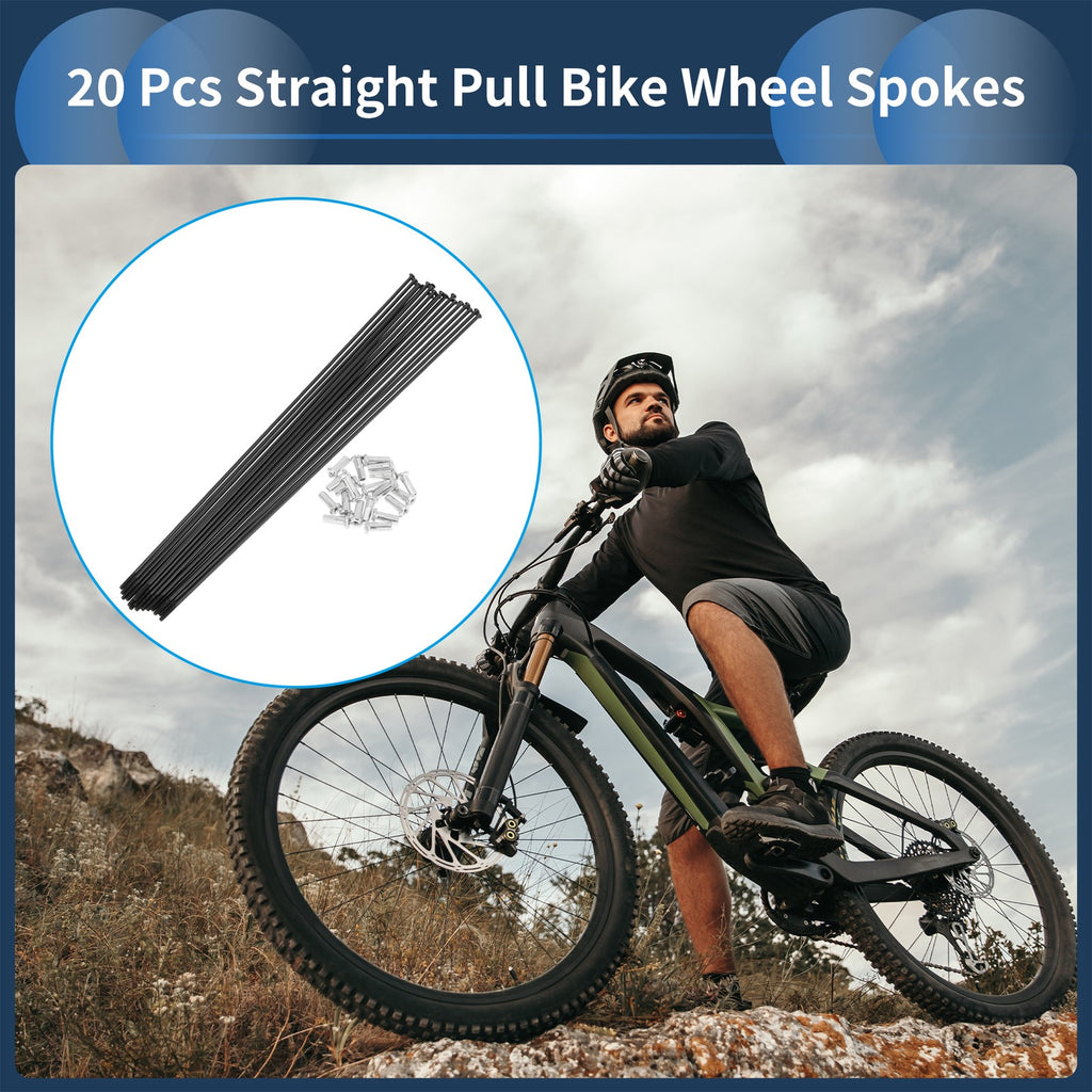 Straight Pull Bicycle Spokes 229mm Replacement for 14G Bike Wheel (Qty 20)