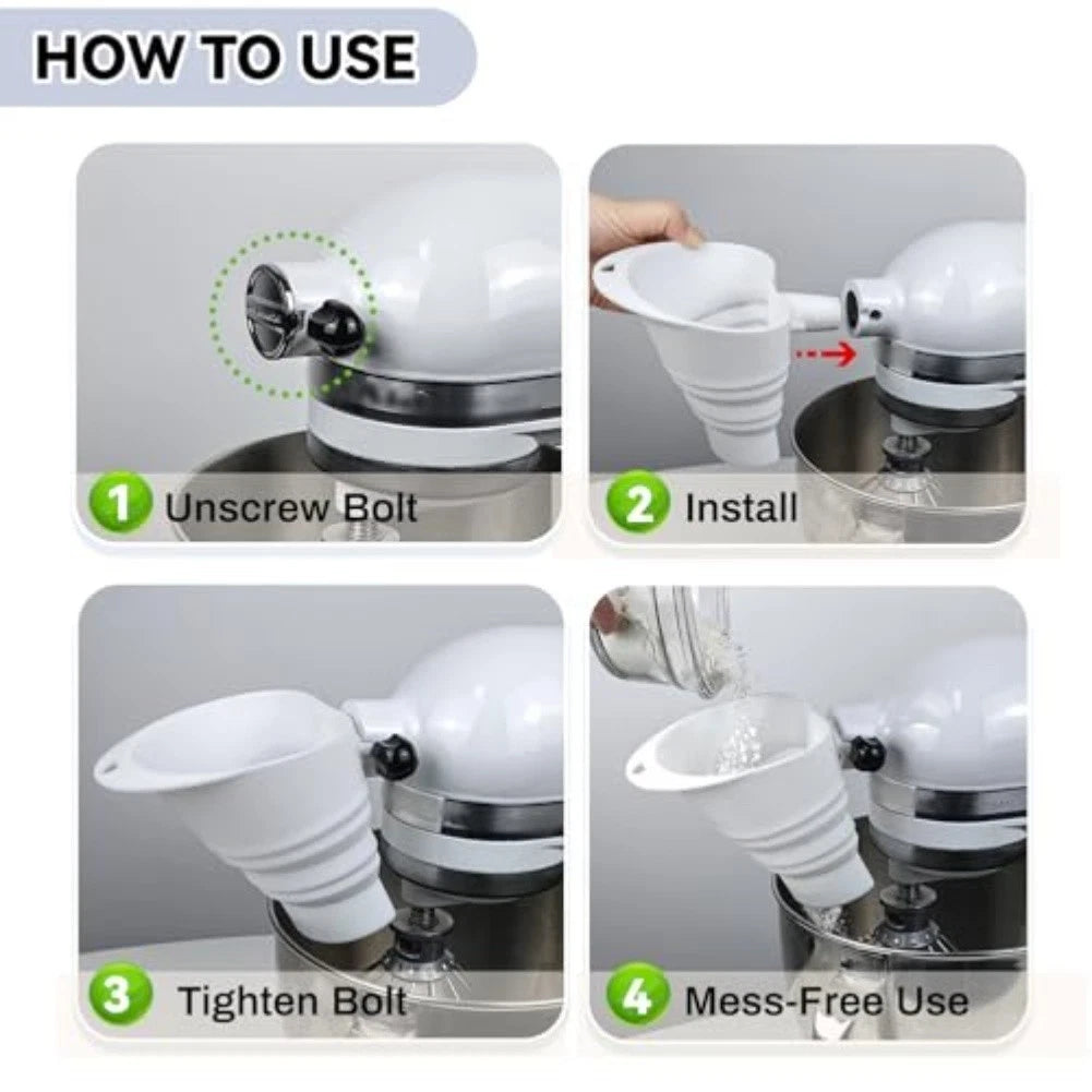 Foldable Silicone Flour Funnel for Mixer (Universal Fit)