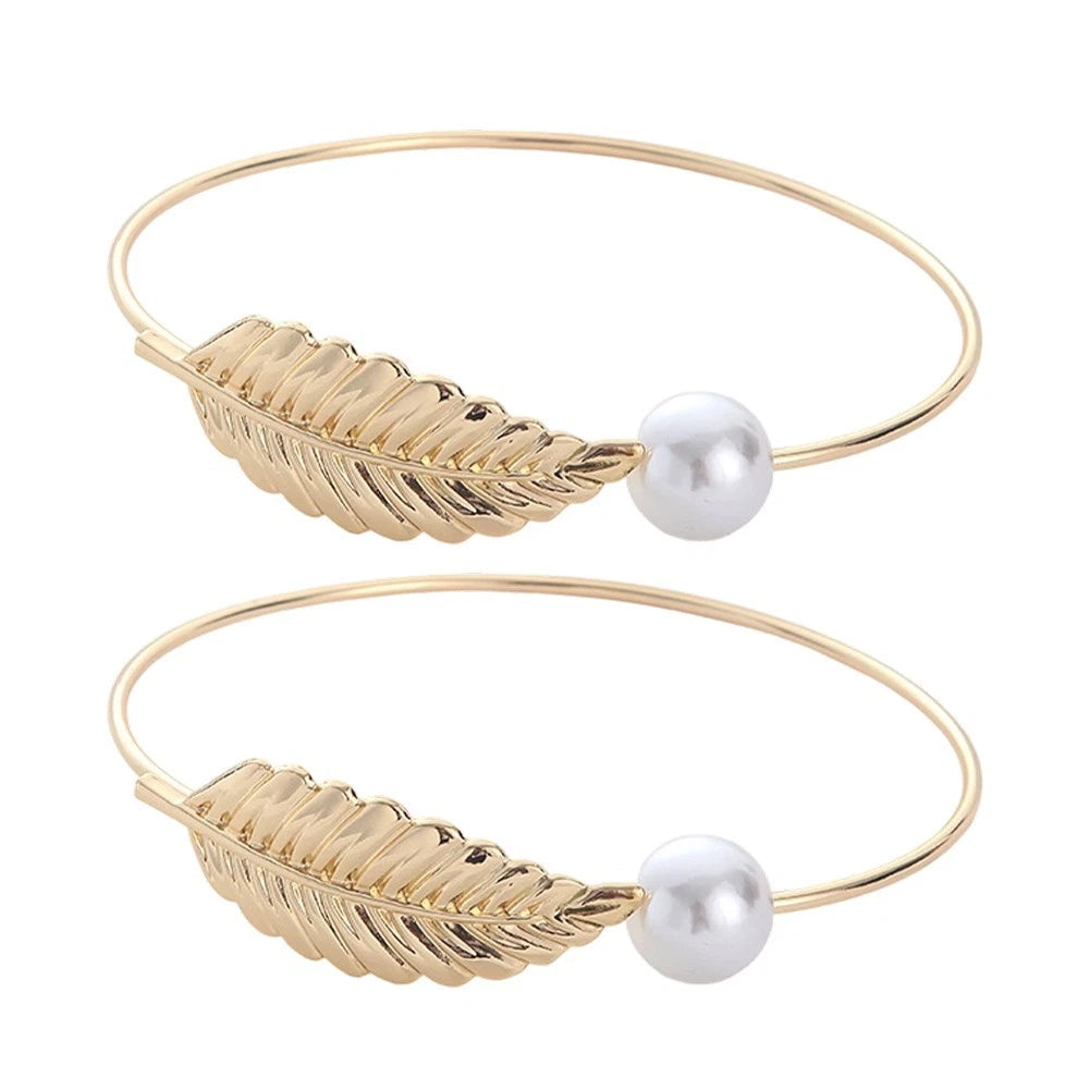 Elegant Pearl Leaf Curtain Tiebacks - Flexible Metal Clips